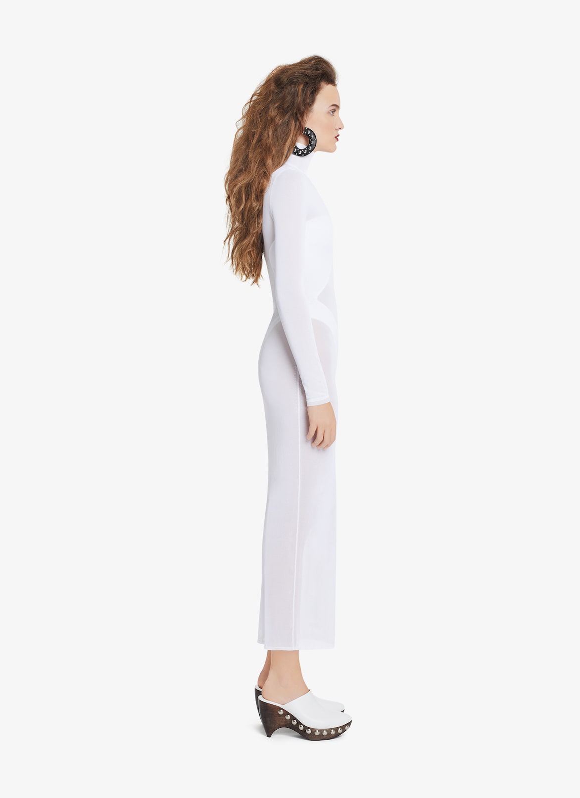 TRANSPARENT VOILE LONG TURTLENECK DRESS ALAÏA  TRANSPARENT VOILE LONG TURTLENECK DRESS